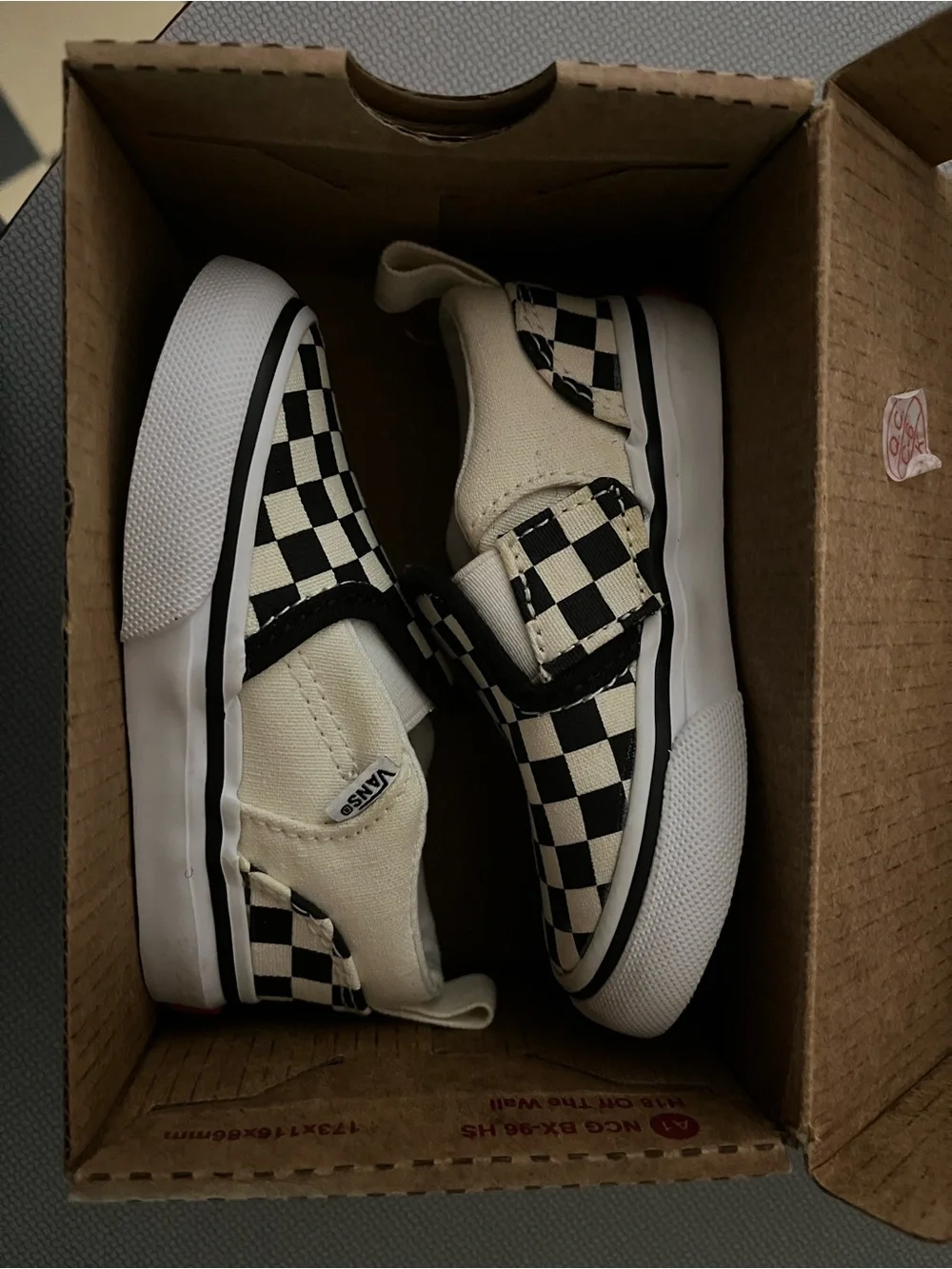 Vans Kids Checkerboard Slip-On Sneakers Black and White